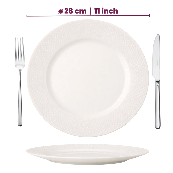 Cookinglife Dinerborden - CampVibe - Outdoor - Kunststof - Onbreekbaar - Wit ø 28 cm - 4 Stuks