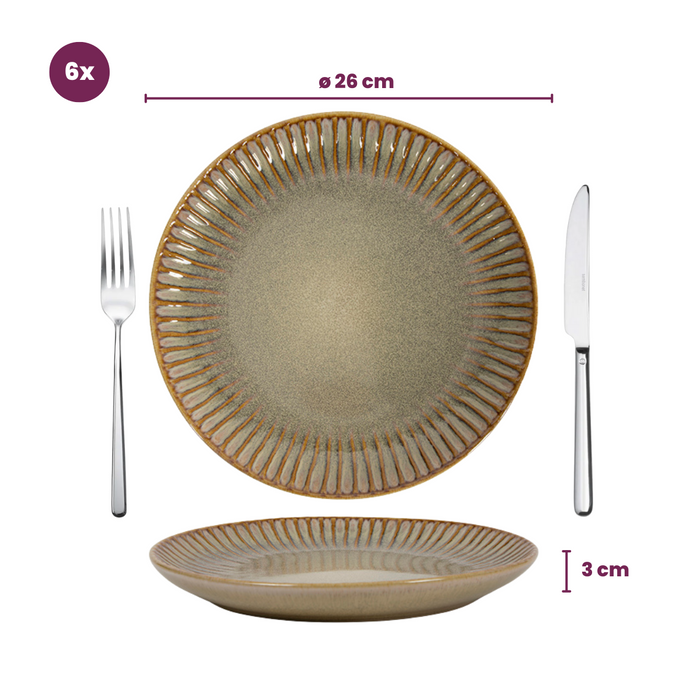 Cookinglife Dinerborden Aqua Maris ø 26 cm - 6 Stuks