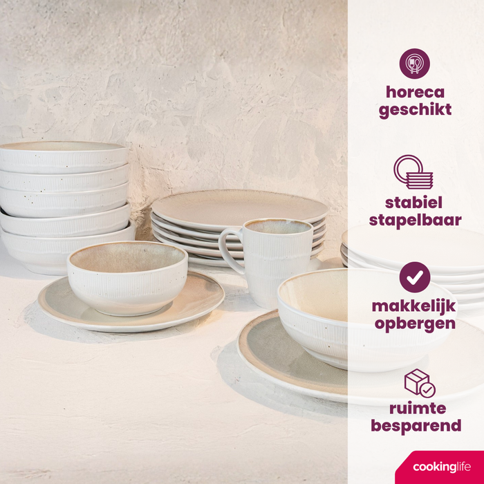 Cookinglife Dinerborden Nola Sand ø 27 cm - 6 Stuks