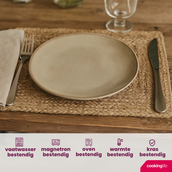 Cookinglife Dinerborden Sabi Beige ø 26 cm - 6 Stuks