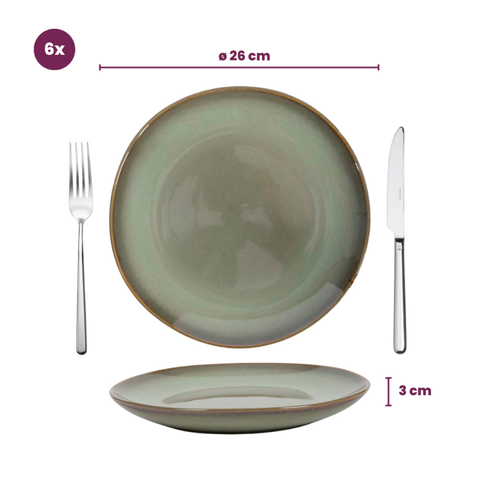 Cookinglife Dinerborden Sabi Groen ø 26 cm - 6 Stuks