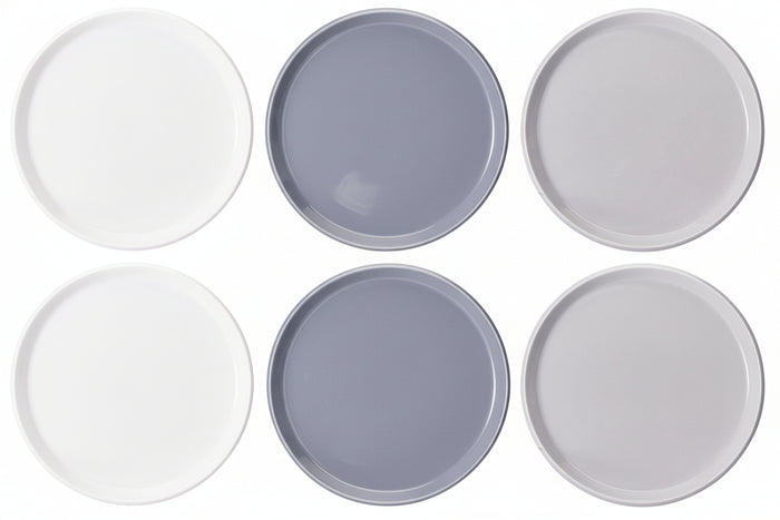 Cookinglife Dinerborden Siaki - Wit / Blauw / Grijs ø 26.5 cm - Porselein - 6 stuks