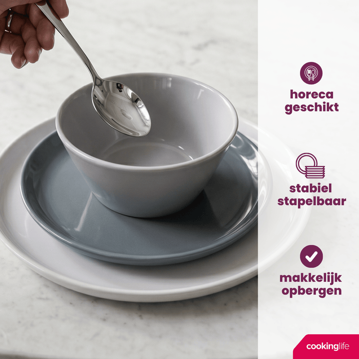 Cookinglife Dinerborden Siaki - Wit / Blauw / Grijs ø 26.5 cm - Porselein - 6 stuks