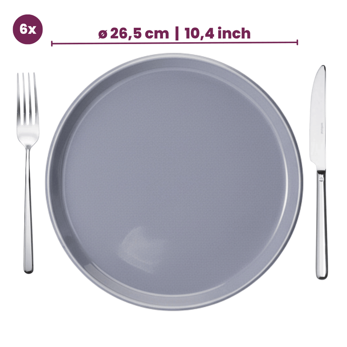Cookinglife Dinerborden Siaki - Wit / Blauw / Grijs ø 26.5 cm - Porselein - 6 stuks