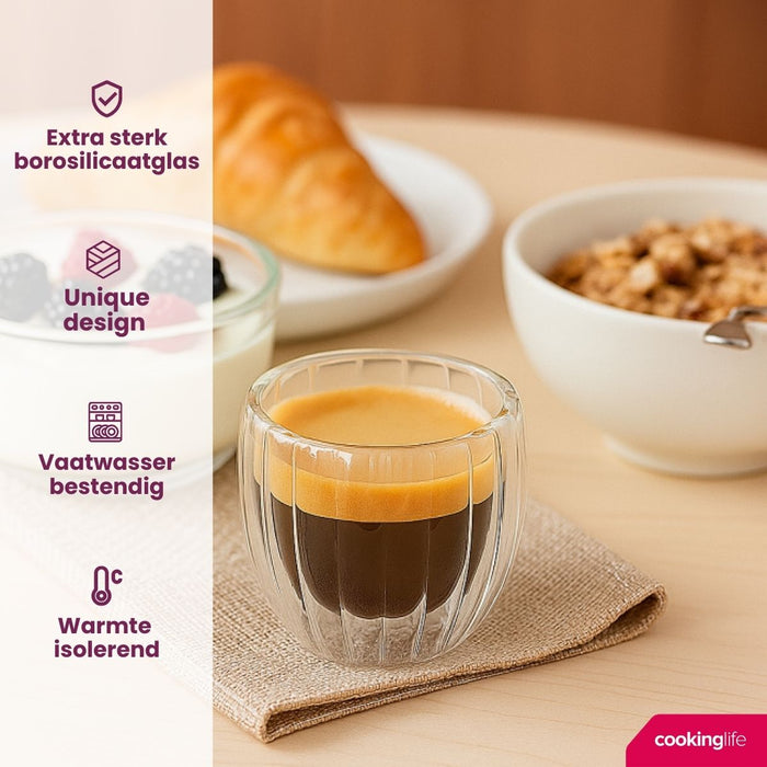 Cookinglife Dubbelwandige Espressoglazen Pumpkin 80 ml - 2 stuks