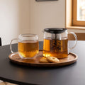 Cookinglife Dubbelwandige Koffie- / theeglazen met oor Lines - 350 ml - 2 Stuks