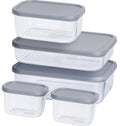 Cookinglife Glazen Vershoudbakjes - Grijs - 5 Stuks