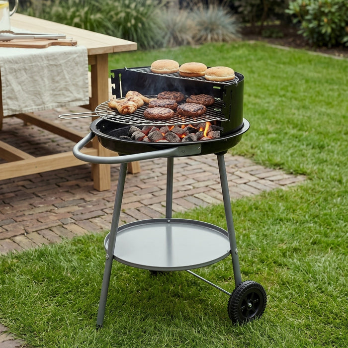 Cookinglife Halfopen BBQ met wielen Fire & Flavour - Houtskool - 51 cm - Zwart