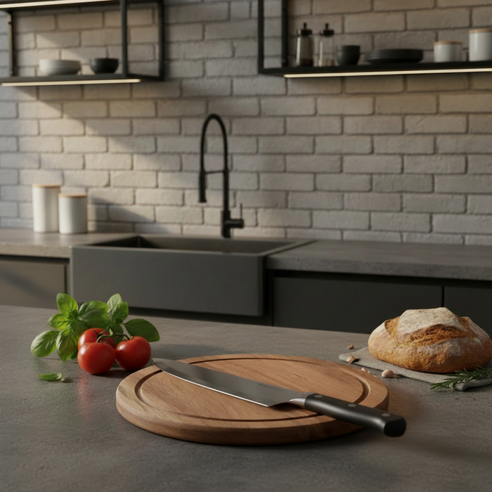 Cookinglife Houten Snijplank Acacia Pure Wood Ø 25 cm - Met Sapgeul - Keuken Snijden
