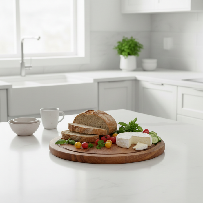 Cookinglife Houten Snijplank Acacia Pure Wood Ø 25 cm - Met Sapgeul - Keuken Snijden