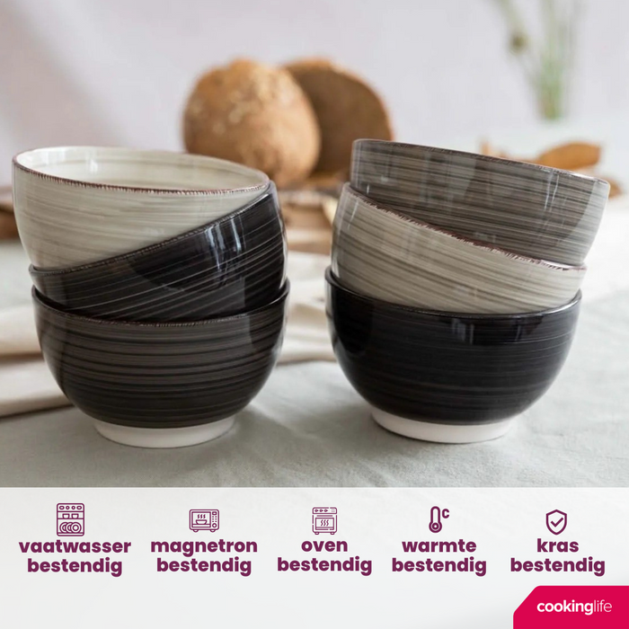 Cookinglife Kleine kommen Delice Grijs ø 12 cm - 6 stuks