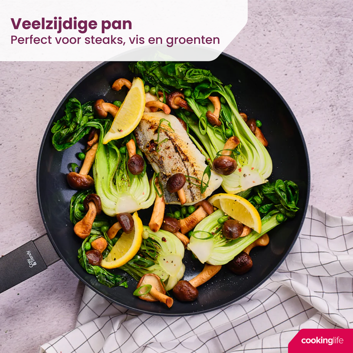 Cookinglife Koekenpan Black Cera - ø 28 cm - geschikt voor alle warmtebronnen - keramische anti-aanbaklaag