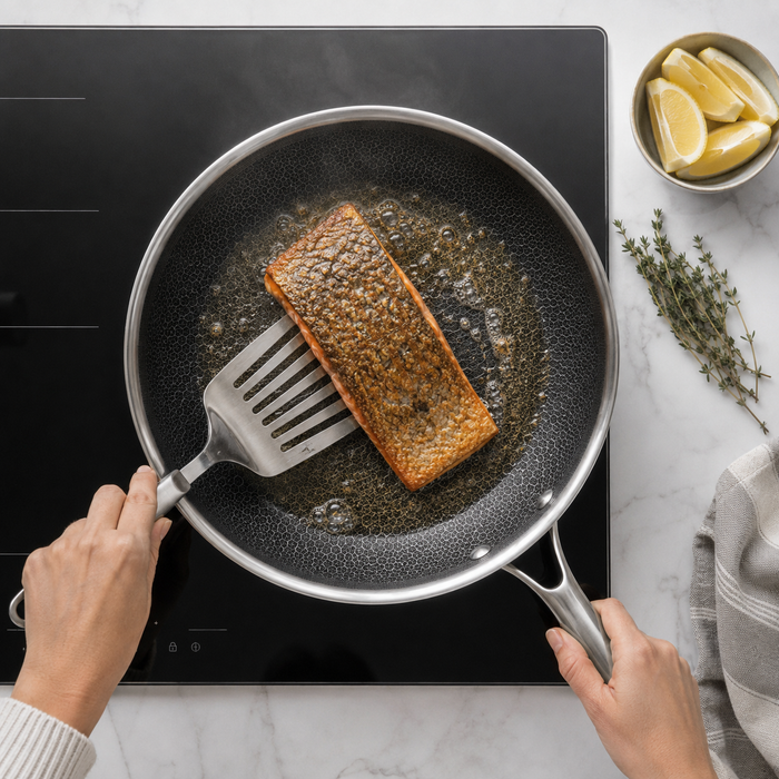 Cookinglife Koekenpan HexaCook - Hybride Pan ø 24 cm - NON STICK - geschikt voor alle warmtebronnen - keramische anti-aanbaklaag
