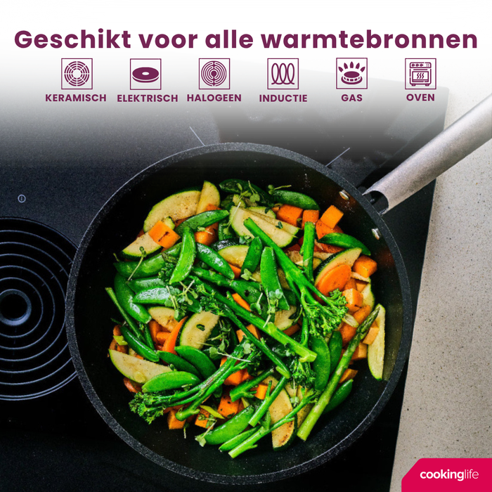 Cookinglife Koekenpan ProForge ø 28 cm - geschikt voor alle warmtebronnen - keramische anti-aanbaklaag