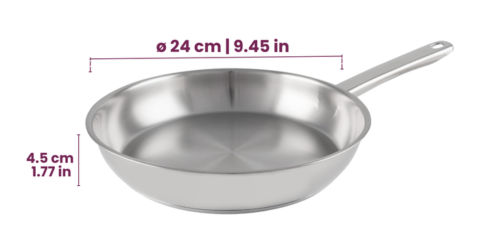 Cookinglife Koekenpan Superior Triply RVS ø 24 cm - geschikt voor alle warmtebronnen - zonder anti-aanbaklaag