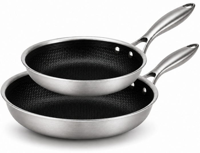 Cookinglife Koekenpannenset HexaCook - Hybride Pan 2-Delig ø 24 & 28 cm - NON STICK - geschikt voor alle warmtebronnen - keramische anti-aanbaklaag