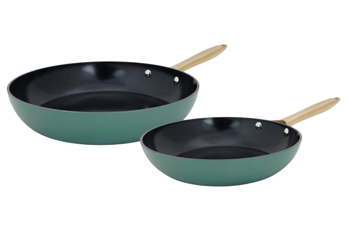 Cookinglife Koekenpannenset Style Groen 2-Delig ø 24 & 28 cm - geschikt voor alle warmtebronnen - keramische anti-aanbaklaag