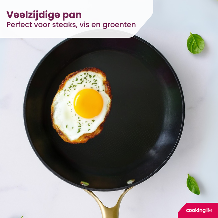 Cookinglife Koekenpannenset Style Groen 2-Delig ø 24 & 28 cm - geschikt voor alle warmtebronnen - keramische anti-aanbaklaag