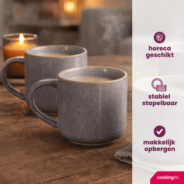 Cookinglife Koffiemokken Serene Blue 330 ml - Aardewerk - 4 stuks