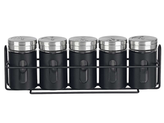 Cookinglife Kruidenrek Zwart 5-Delig - Met Kruidenstrooiers 80 ml