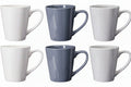 Cookinglife Mokken Siaki - Wit / Blauw / Grijs 350 ml - Porselein - 6 stuks