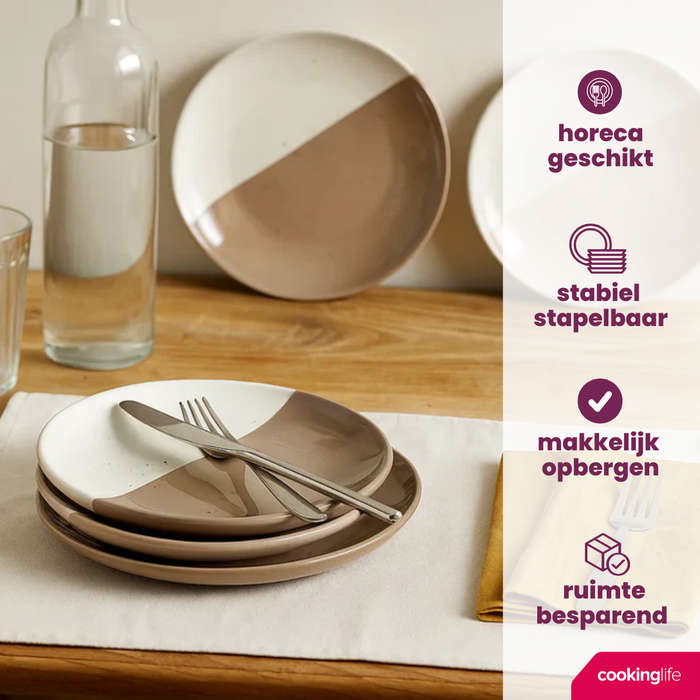 Cookinglife Ontbijtborden / Dessertborden Leem ø 18.5 cm - 6 Stuks