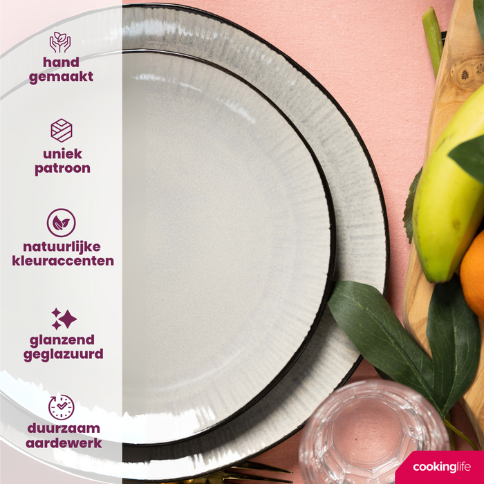 Cookinglife Ontbijtborden / Dessertborden Nola Warm Grey ø 21 cm - 6 stuks