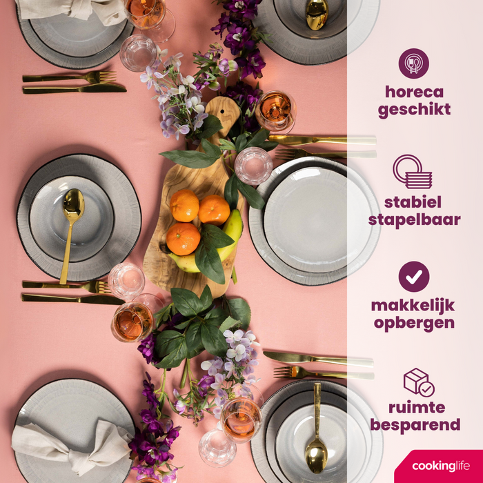 Cookinglife Ontbijtborden / Dessertborden Nola Warm Grey ø 21 cm - 6 stuks
