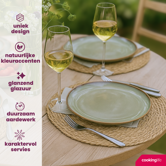 Cookinglife Ontbijtborden / Dessertborden Sabi Groen ø 21 cm - 6 Stuks