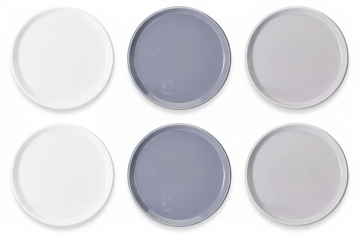 Cookinglife Ontbijtborden / Dessertborden Siaki - Wit / Blauw / Grijs ø 19 cm - Porselein - 6 stuks