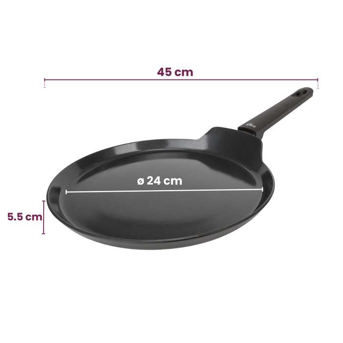 Cookinglife Pannenkoekenpan Black Cera Zwart ø 24 cm - geschikt voor alle warmtebronnen - keramische anti-aanbaklaag