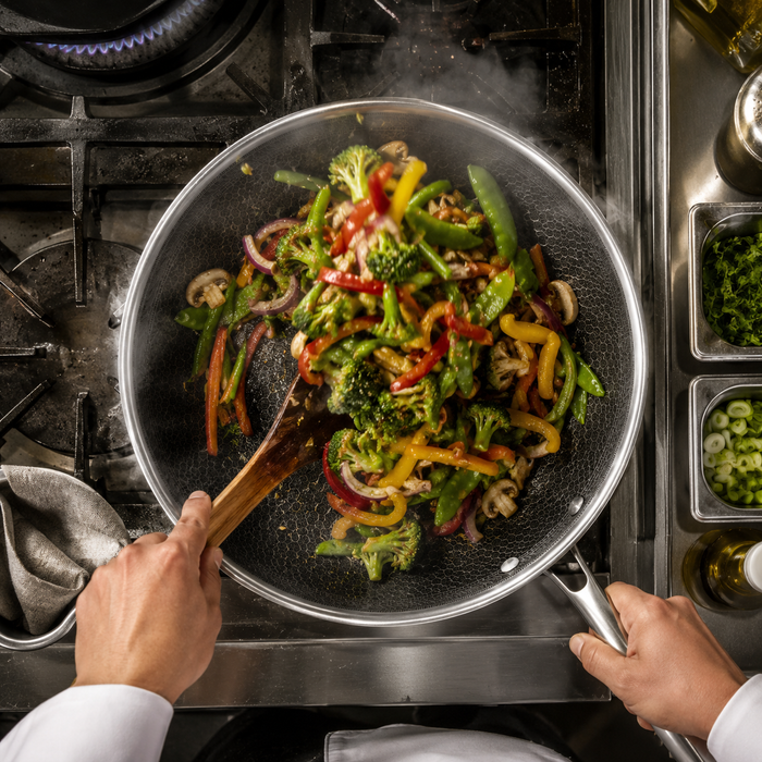 Cookinglife Pannenset HexaCook - Hybride Pan 3-delig - Wokpan ø 28 cm + Koekenpan ø 24 & 28 cm - NON STICK - geschikt voor alle warmtebronnen - keramische anti-aanbaklaag
