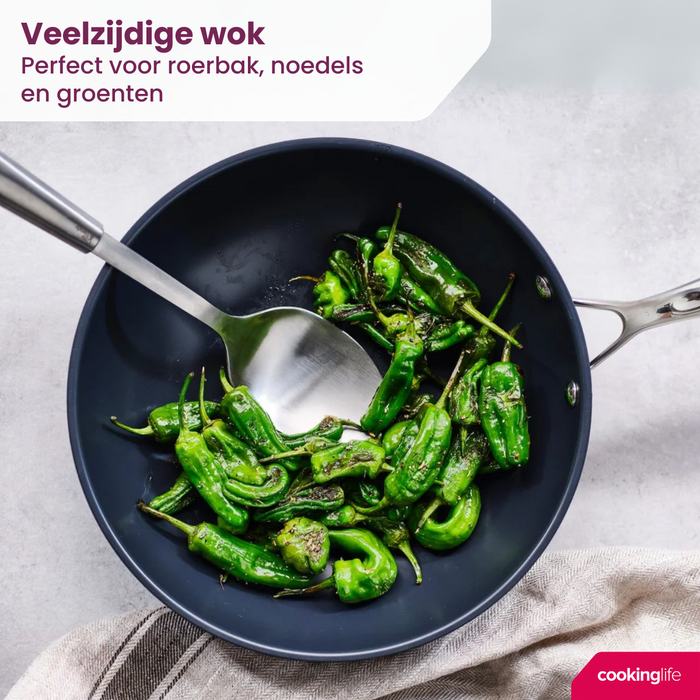 Cookinglife Pannenset Revolt 3-delig - Wokpan ø 28 cm + Koekenpan ø 24 & 28 cm - geschikt voor alle warmtebronnen - keramische anti-aanbaklaag