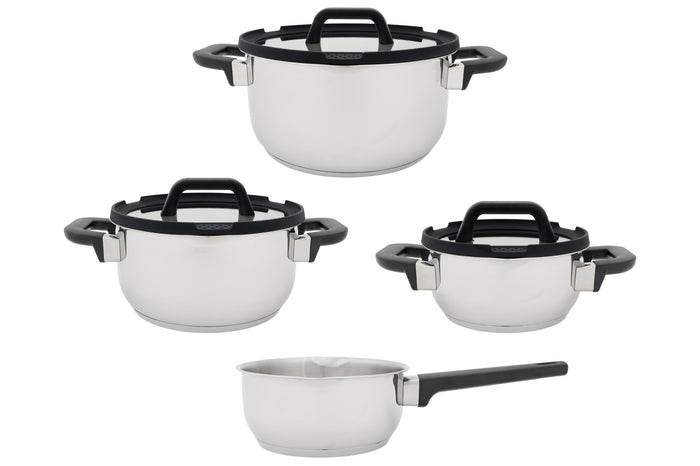 Cookinglife Pannenset Stay Cool 7-Delig - RVS - Kookpan Ø 16, 20, 24 cm & Steelpan Ø 16 cm - geschikt voor alle warmtebronnen
