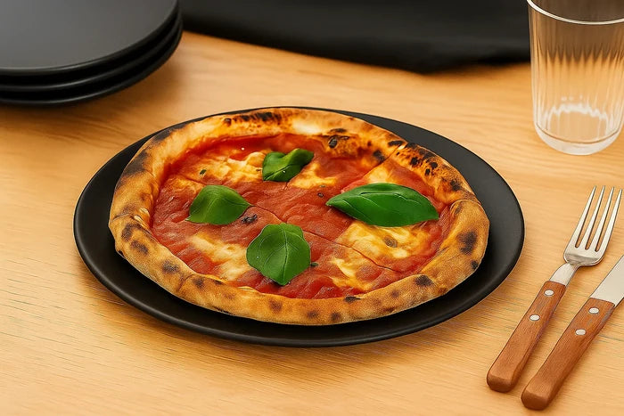 Cookinglife Pizzaborden Aardewerk Zwart Ø 30 cm - Set van 4 Vaatwasserbestendig