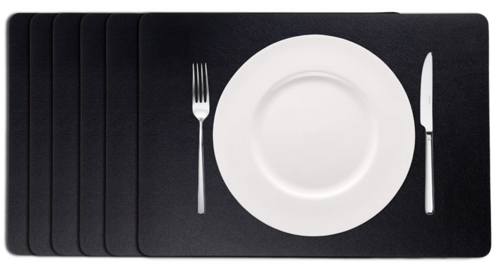 Cookinglife Placemats - Vegan leer - Zwart - 46 x 33 cm - 6 stuks