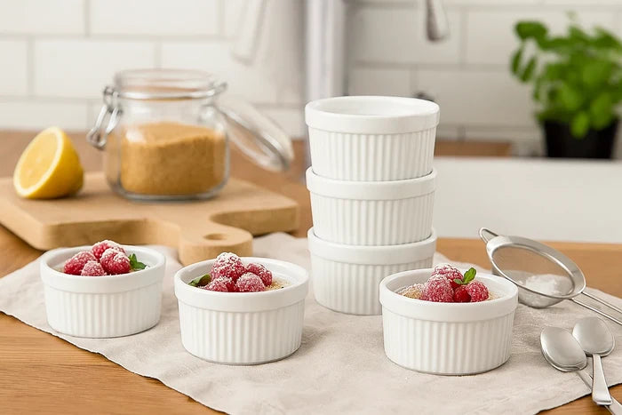 Cookinglife Ramekins / Soufflébakje / Creme Brulee Schaaltjes - Wit ø 9 cm - 6 stuks