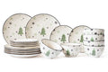 Cookinglife Serviesset - Kerstservies - Aardewerk - Groen 18-delig / 6 personen - 6 dinerborden, 6 ontbijtborden & 6 kommen