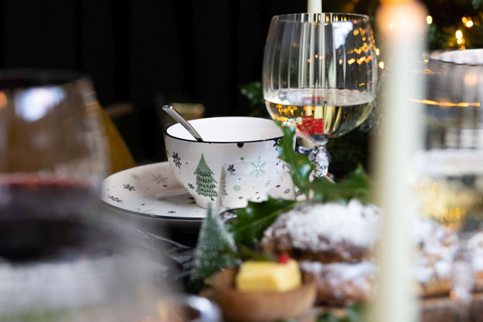 Cookinglife Serviesset - Kerstservies - Aardewerk - Groen 18-delig / 6 personen - 6 dinerborden, 6 ontbijtborden & 6 kommen