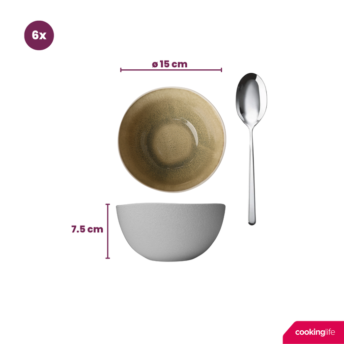 Cookinglife Serviesset Belize 18-delig / 6 personen - 6 dinerborden ø 25 cm, 6 ontbijtborden ø 21 cm, 6 soepkommen ø 15 cm