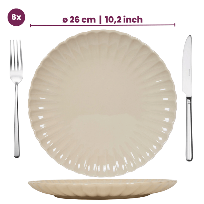 Cookinglife Serviesset Cardida Beige 18-delig / 6 personen - 6 dinerborden, 6 ontbijtborden en 6 kommen
