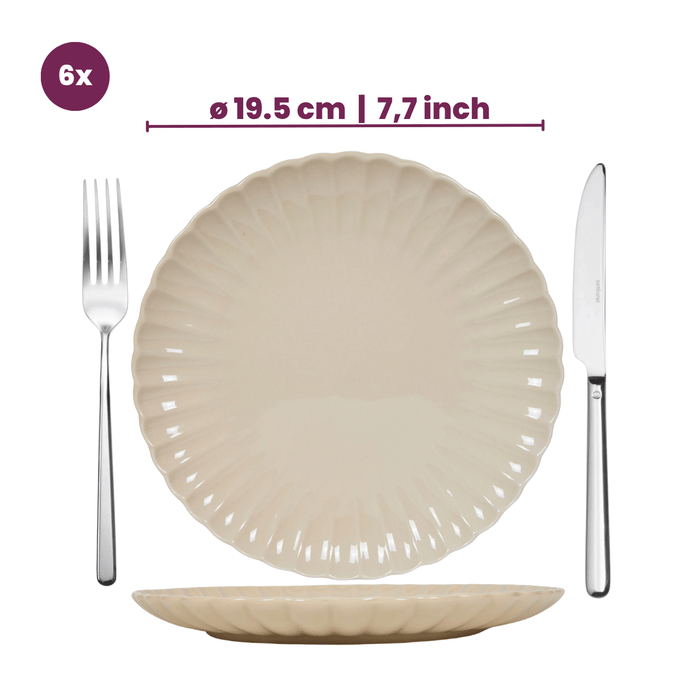 Cookinglife Serviesset Cardida Beige 18-delig / 6 personen - 6 dinerborden, 6 ontbijtborden en 6 kommen