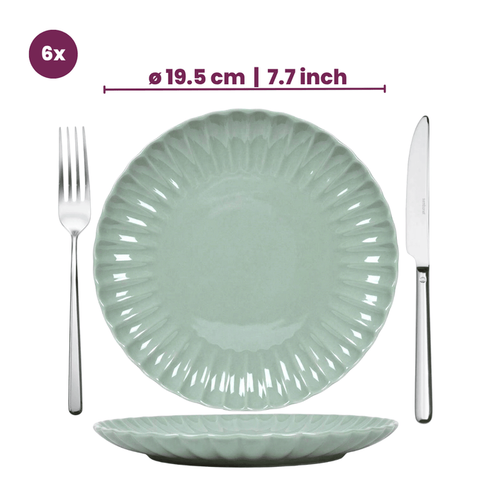 Cookinglife Serviesset Cardida Groen 18-delig / 6 personen - 6 dinerborden, 6 ontbijtborden en 6 kommen