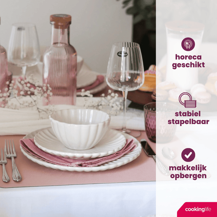 Cookinglife Serviesset Cardida Off White 18-delig / 6 personen - 6 dinerborden, 6 ontbijtborden en 6 kommen