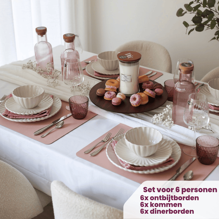 Cookinglife Serviesset Cardida Off White 18-delig / 6 personen - 6 dinerborden, 6 ontbijtborden en 6 kommen