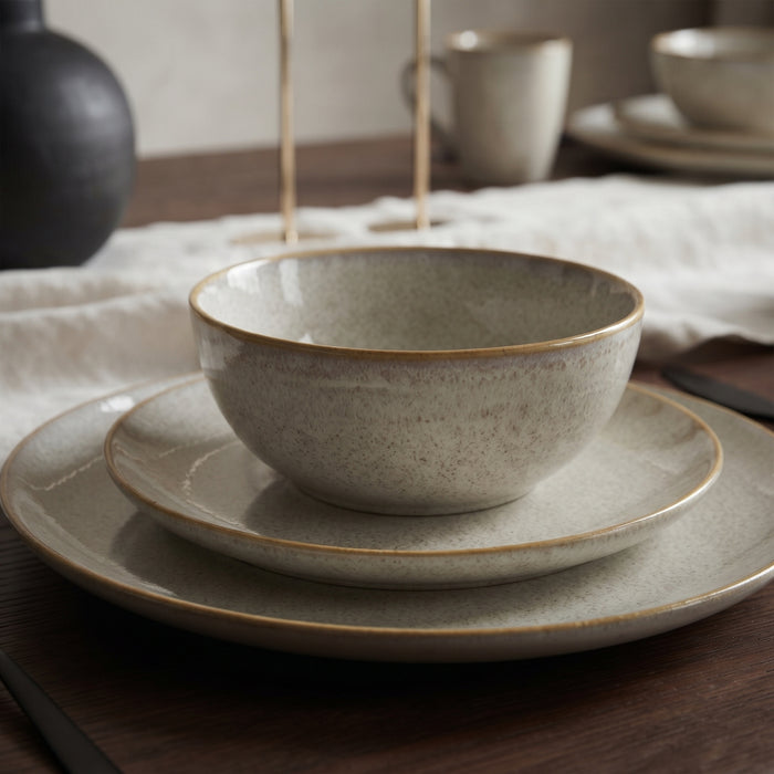 Cookinglife Serviesset Linen Beige 18-delig / 6 personen - 6 dinerborden, 6 ontbijtborden en 6 kommen