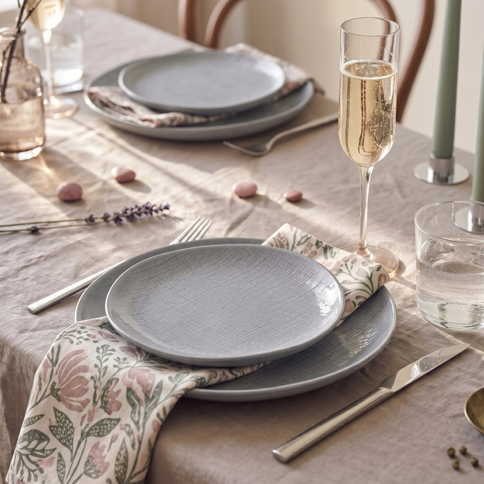 Cookinglife Serviesset Linen Grijs 18-delig / 6 personen - 6 dinerborden, 6 ontbijtborden en 6 kommen