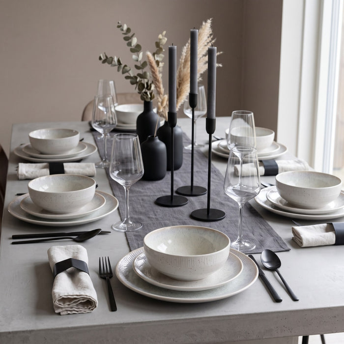 Cookinglife Serviesset Nola Beige reactive glaze 18-delig / 6 personen - 6 dinerborden, 6 ontbijtborden en 6 kommen