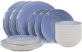 Cookinglife Serviesset Nola Blauw 18-delig / 6 personen - 6 dinerborden, 6 ontbijtborden en 6 kommen