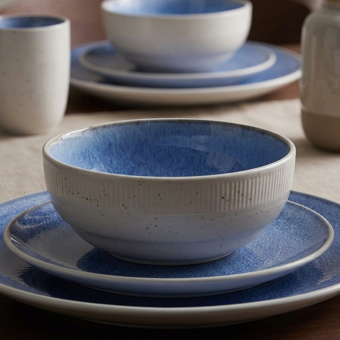 Cookinglife Serviesset Nola Blauw 18-delig / 6 personen - 6 dinerborden, 6 ontbijtborden en 6 kommen